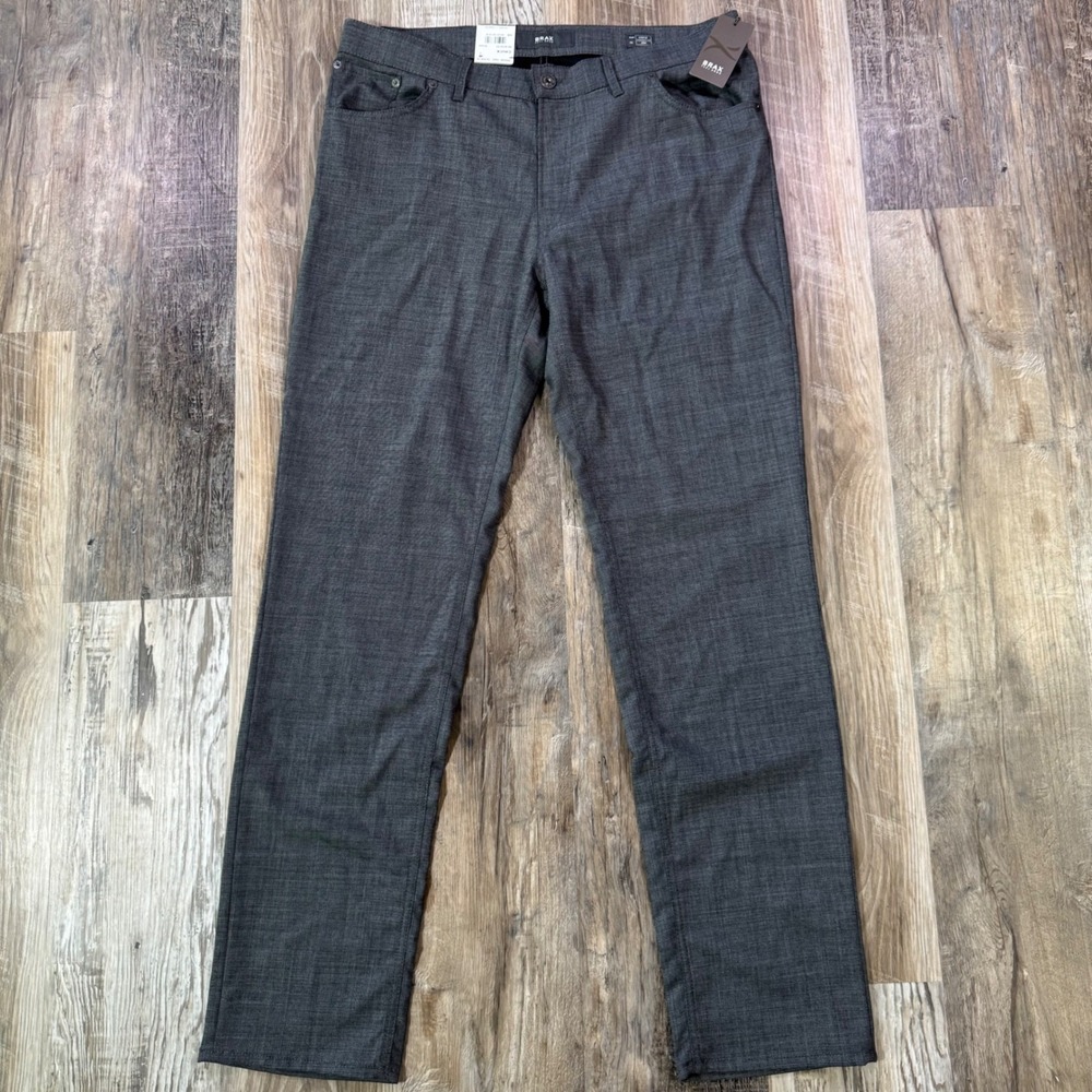 NWT Brax Pants Mens 38/34 Grey Chuck Slim Fit Micro Lane Stretch Trousers Casual